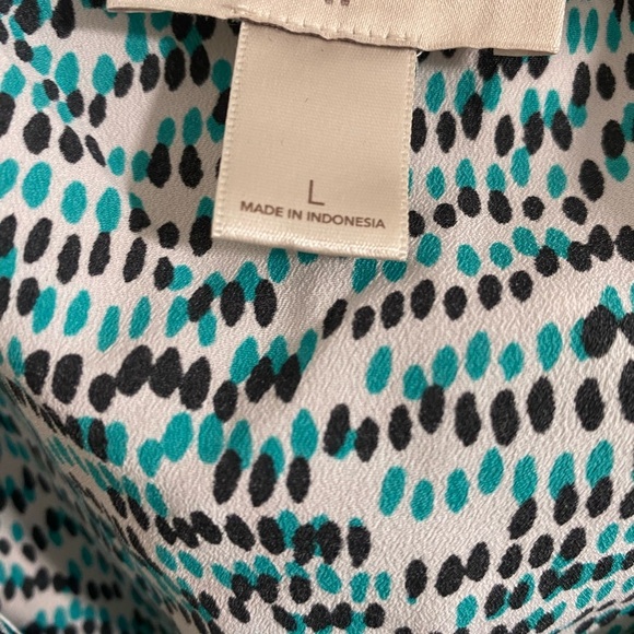 LOFT Sleeveless Black White Teal Pattern Top - Picture 5 of 9